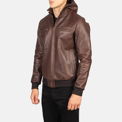 Bouncer Brown Leather Bomber Jacket