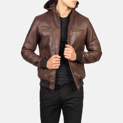 Bouncer Brown Leather Bomber Jacket