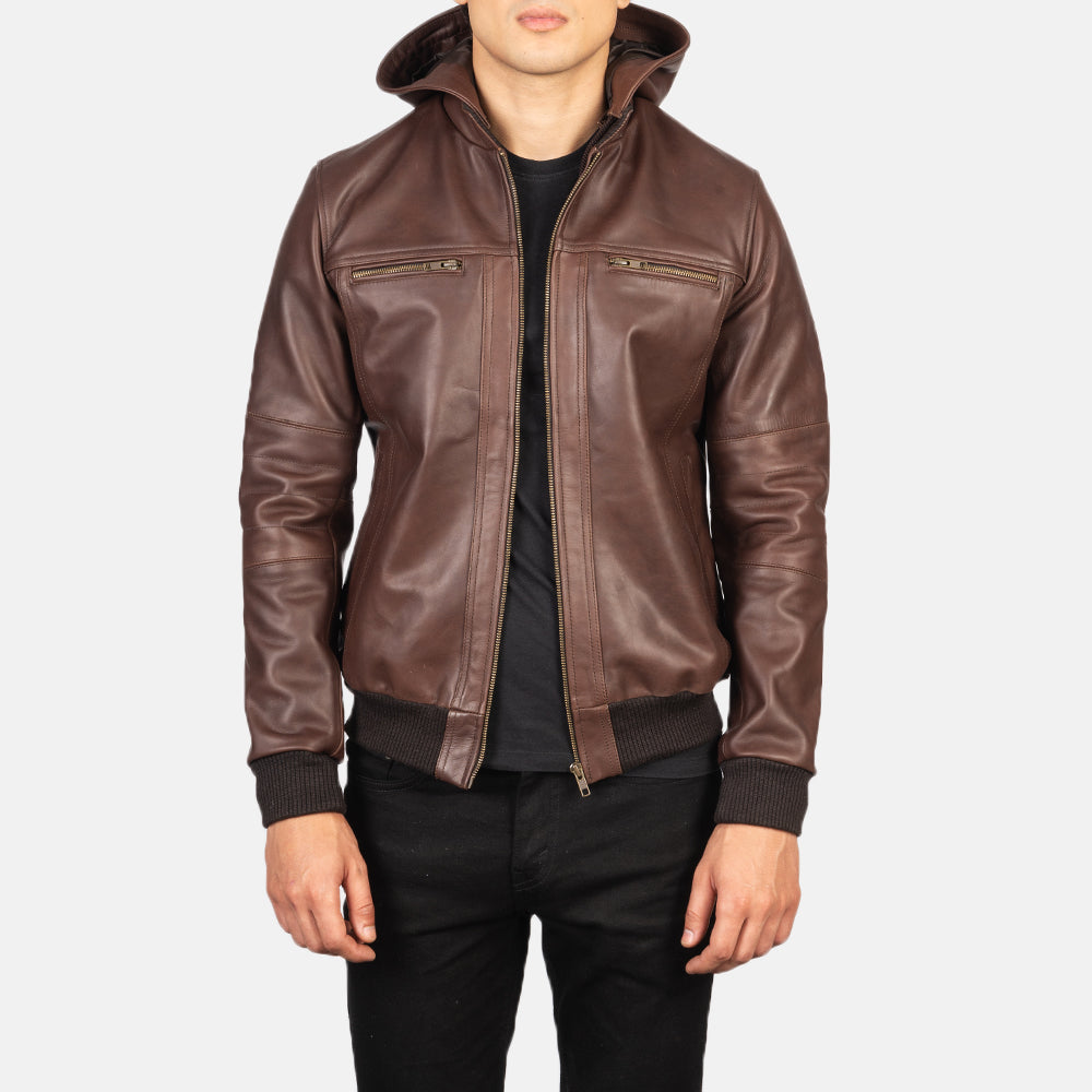 Bouncer Brown Leather Bomber Jacket