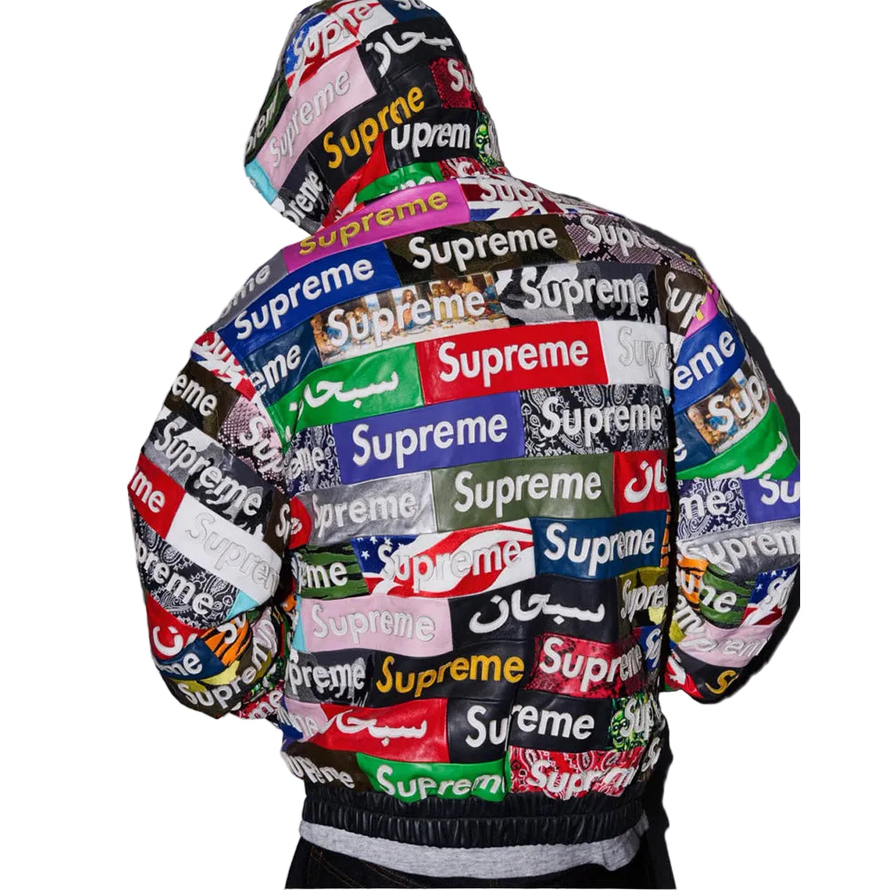 Box Logo Appliqué Hooded Leather Jacket