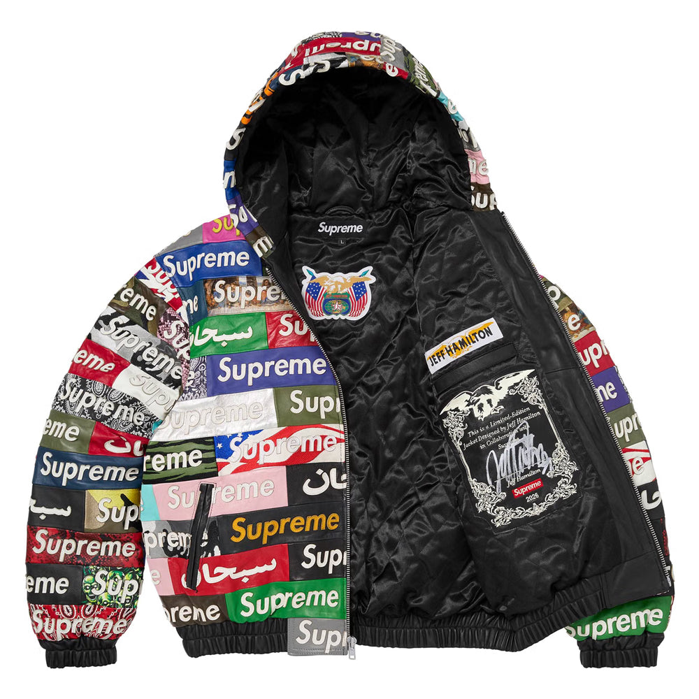 Box Logo Appliqué Hooded Leather Jacket