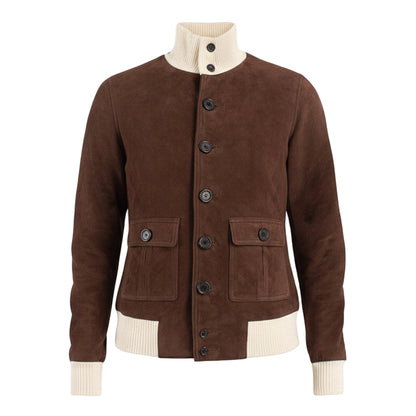 جاكيت جلدي بني للنساء