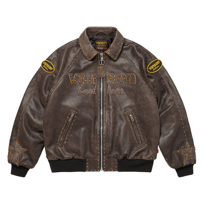 Brown Distressed Leather Simon Jacket
