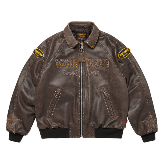 Brown Distressed Leather Simon Jacket