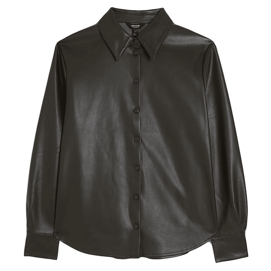 Brown Leather Shirt Women - CoreFlexInd