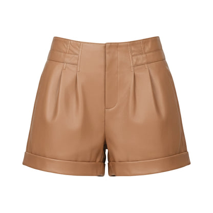 Brown Leather Shorts Women