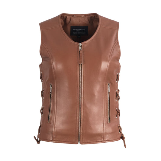 Brown Leather Vest Womens