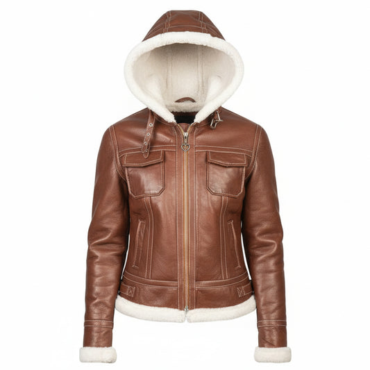 جاكيت نسائي من فرو بني 