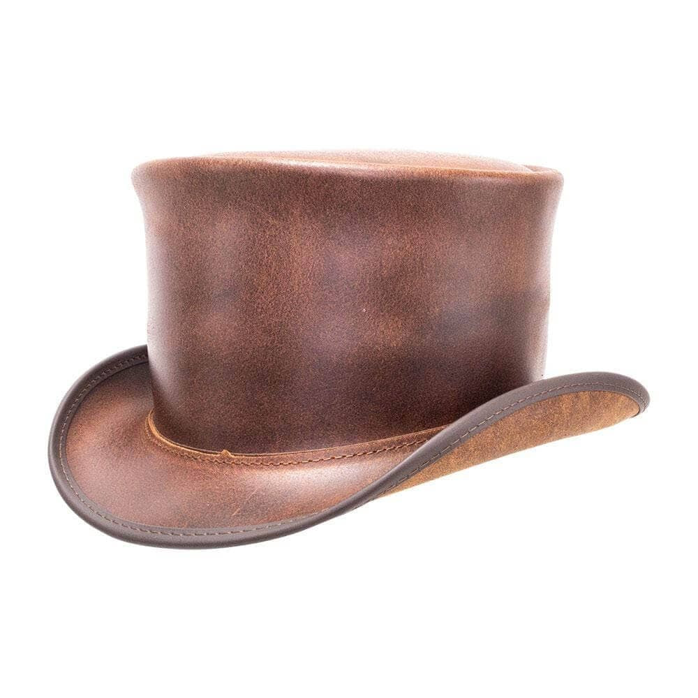 Brown Shinny Leather Hat