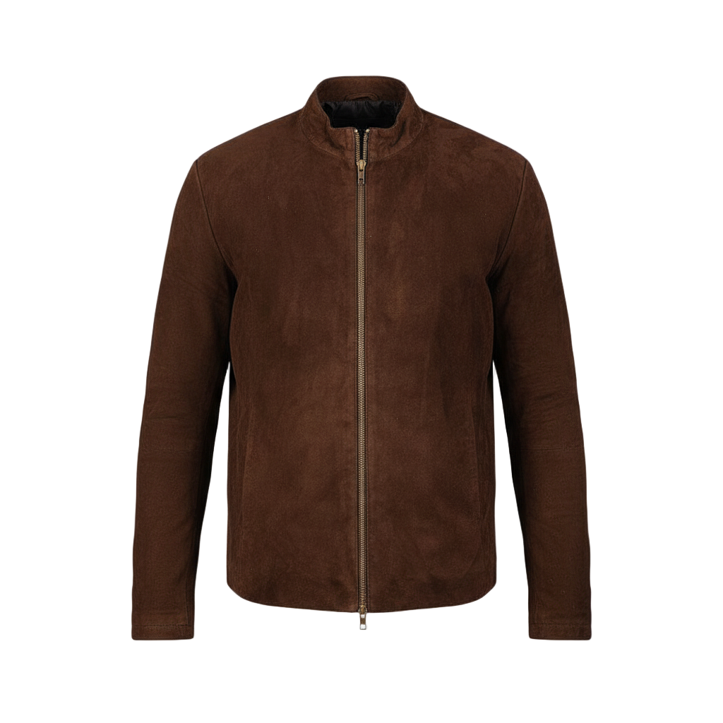 Brown suede jacket on a white background