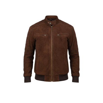 Brown suede jacket on a white background