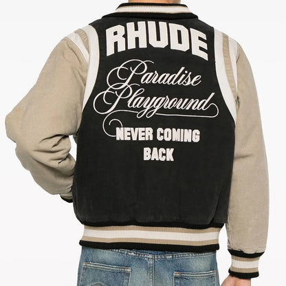 Men Logo Embroidered Canvas Bomber Jacket