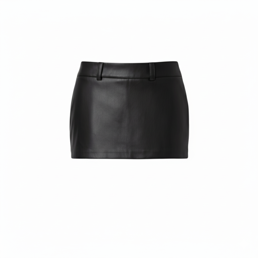 Black leather skirt on a white background