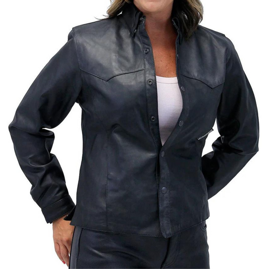 Cropped Leather Shirt Women