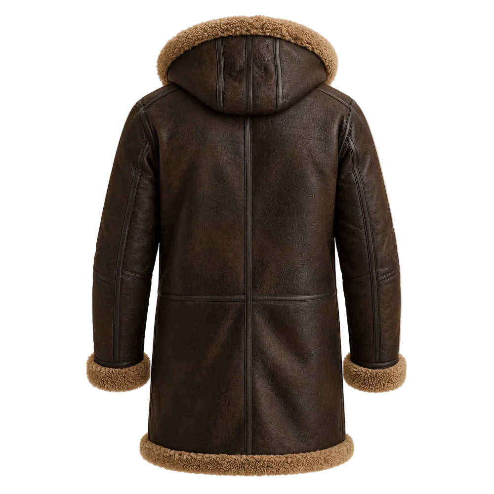 Dark Brown Long Lammy Leather Jacket