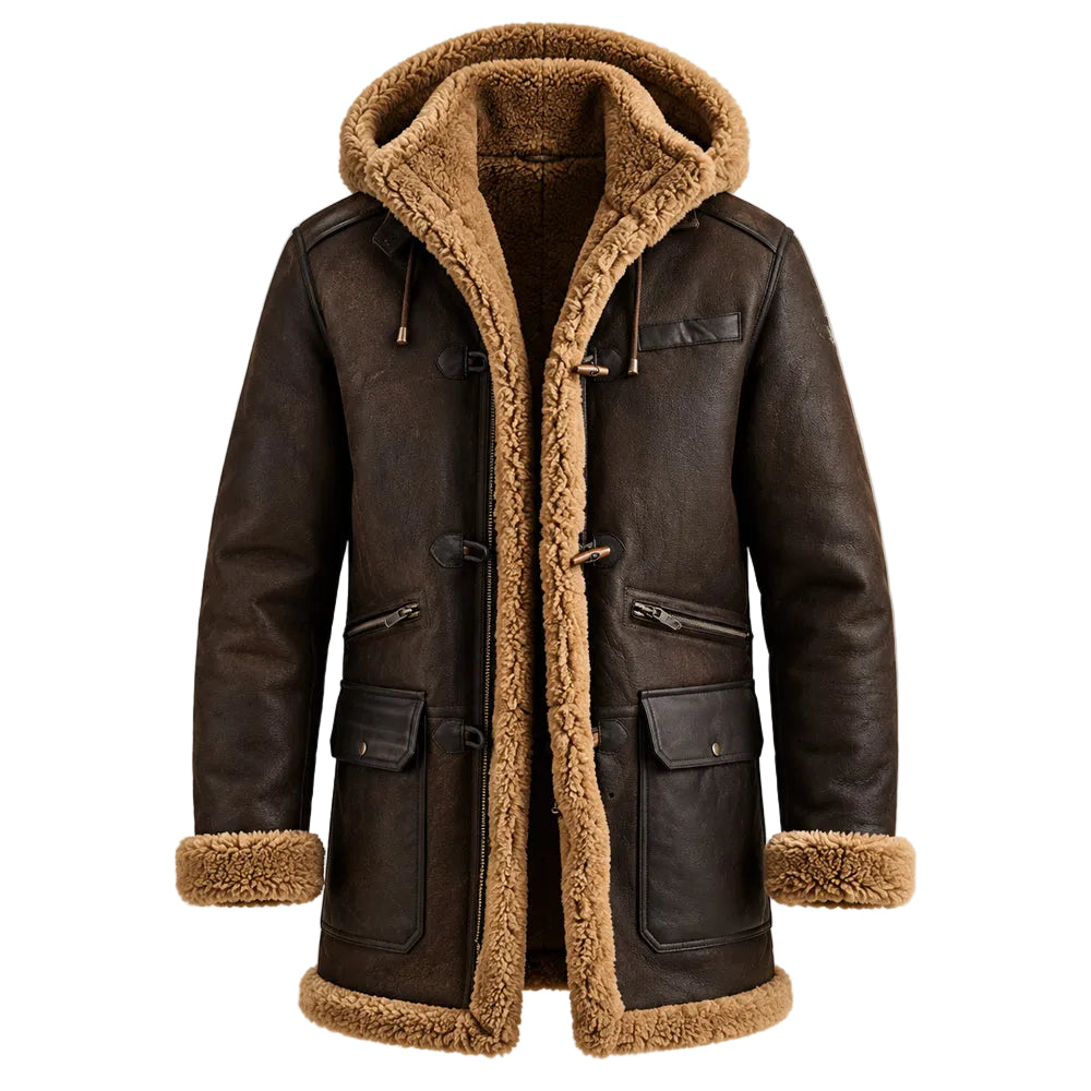 Dark Brown Long Lammy Leather Jacket