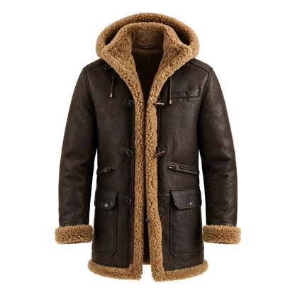 Dark Brown Long Lammy Leather Jacket