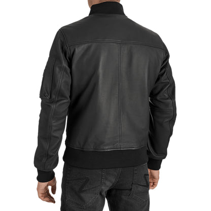 Falcon Leather Aviator Jacket Black