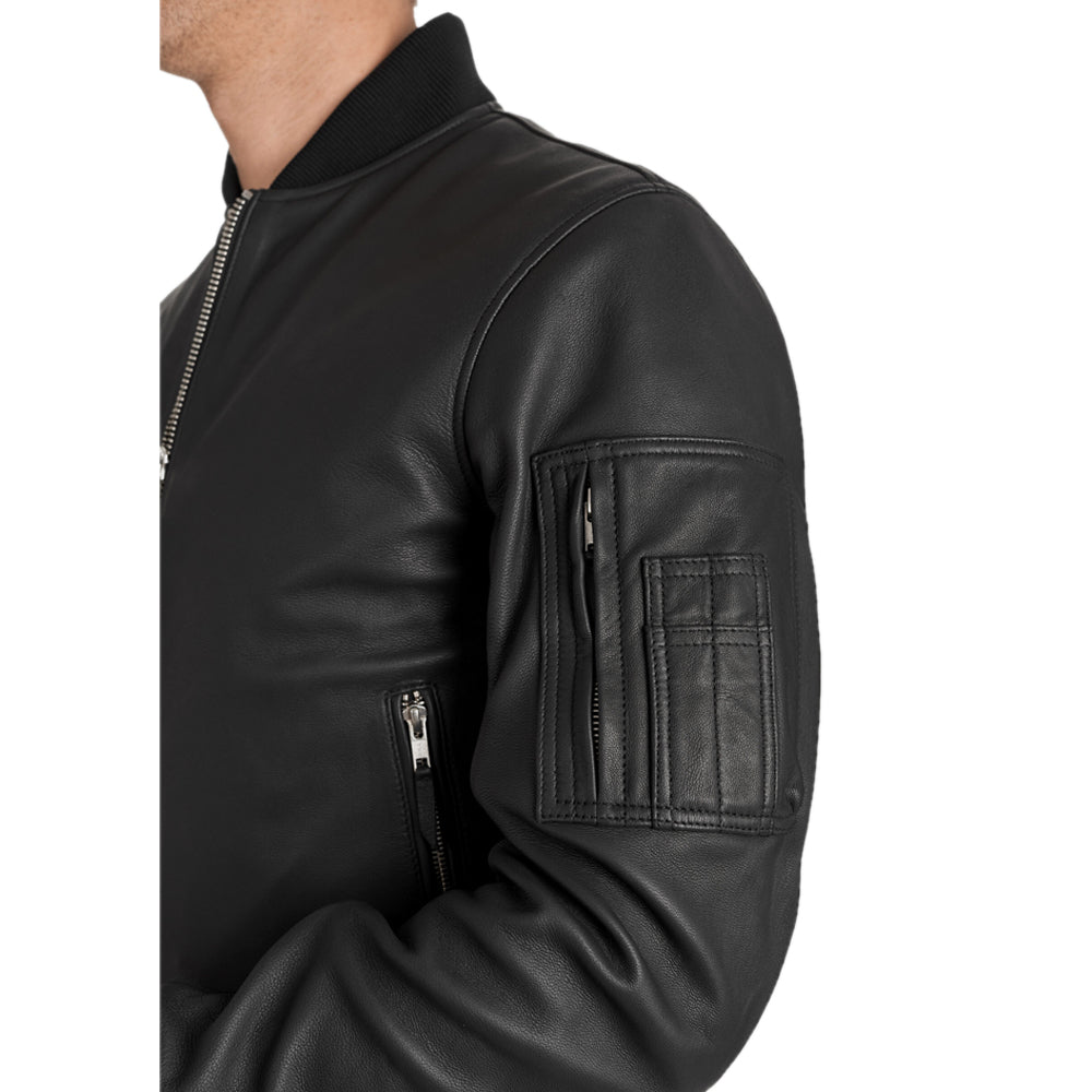 Falcon Leather Aviator Jacket Black