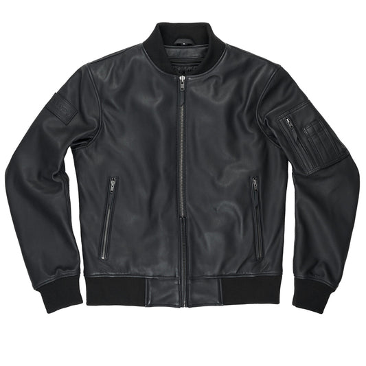 Falcon Leather Aviator Jacket Black