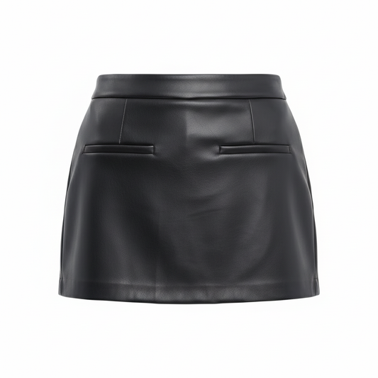 Black leather skirt on a white background