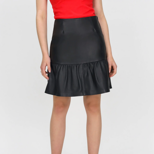 Flounce Leather Skirt