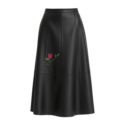 Flower_Leather_A_Line_Skirt-1