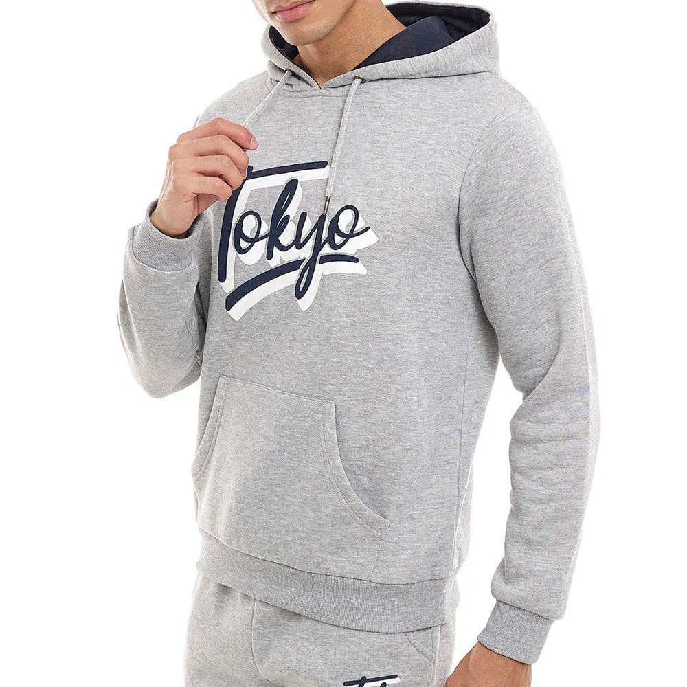 Grey Melange Printed Hoodie - CoreFlexInd
