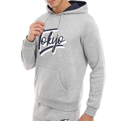 Grey Melange Printed Hoodie - CoreFlexInd