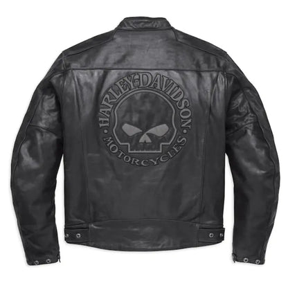 Pánská reflexní kožená bunda s motivem lebky HD EC
