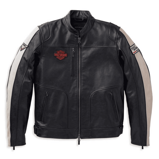 H-D Men's Enduro Striped Leather Riding Jacket, Black - CoreFlexInd