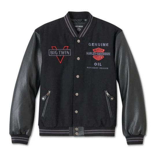 H-D Men's V-Twin Varsity Leather Jacket-1