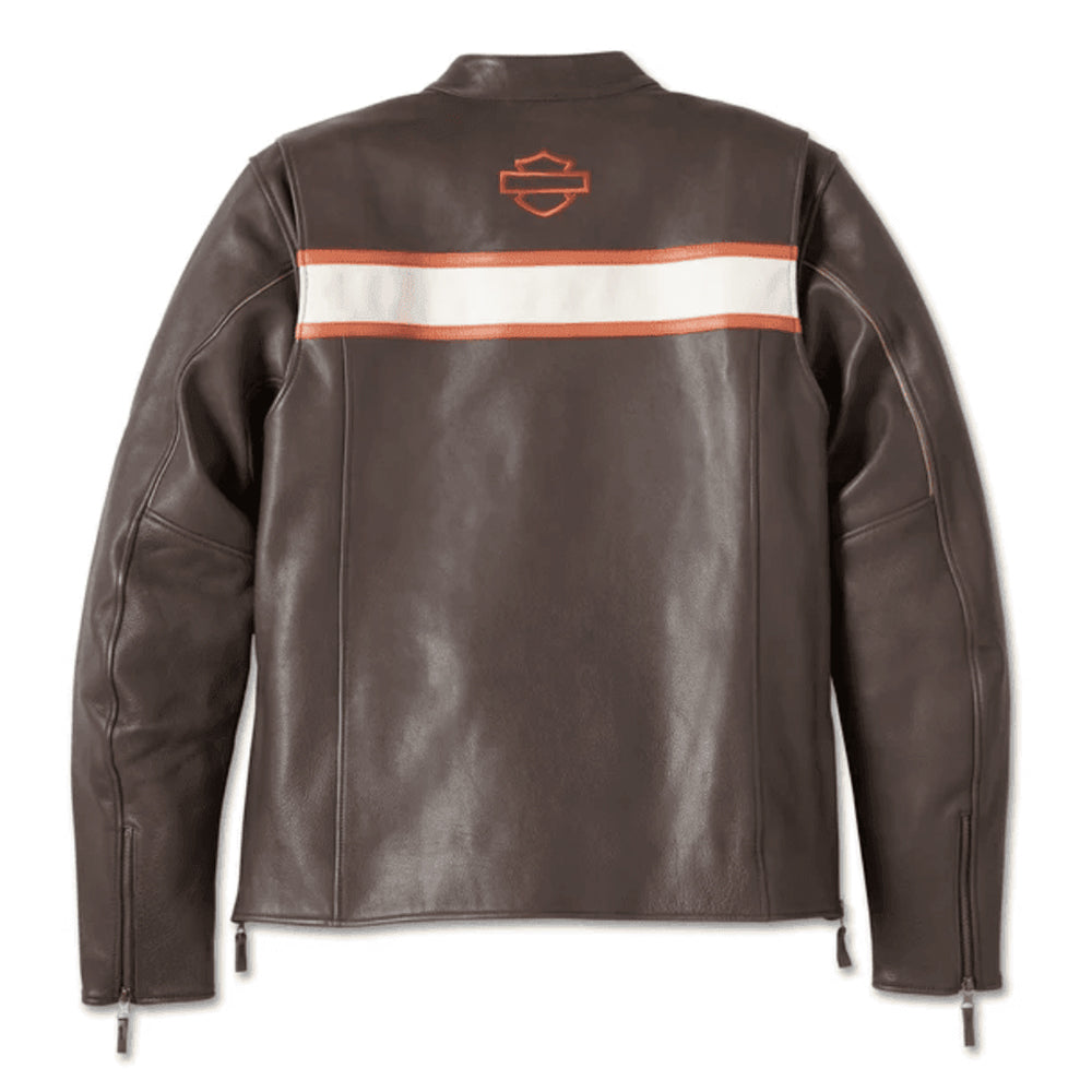 H-D Men's Victory Lane II Leather Jacket Java Brown