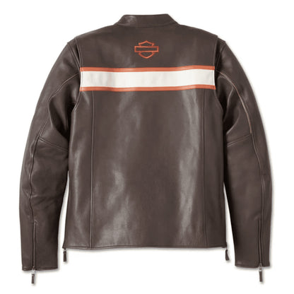 H-D Men's Victory Lane II Leather Jacket Java Brown