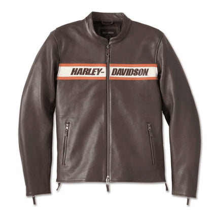 H-D Men's Victory Lane II Leather Jacket Java Brown