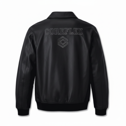 Black jacket with 'COREFLEX' branding on the back against a white background