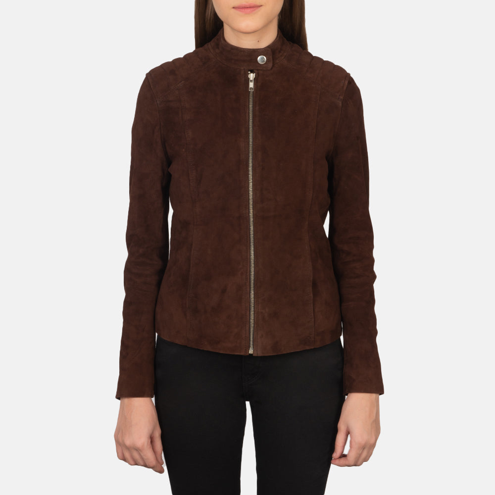 Kelsee Mocha Suede Biker Jacket