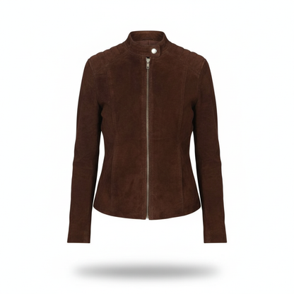 Brown suede jacket on a white background
