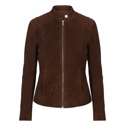 جاكيت راكبي الدراجات النارية من جلد الغزال موكا من Kelsee 