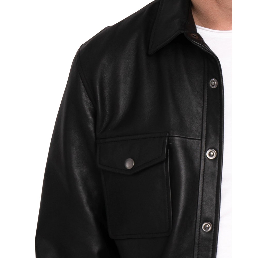 Krome Men's Button-Down Leather Shirt