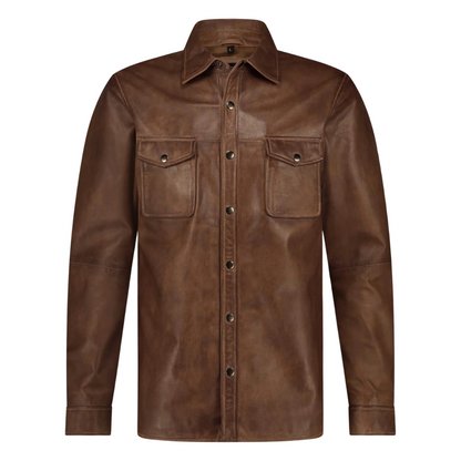 Krome Men's Button-Down Leather Shirt