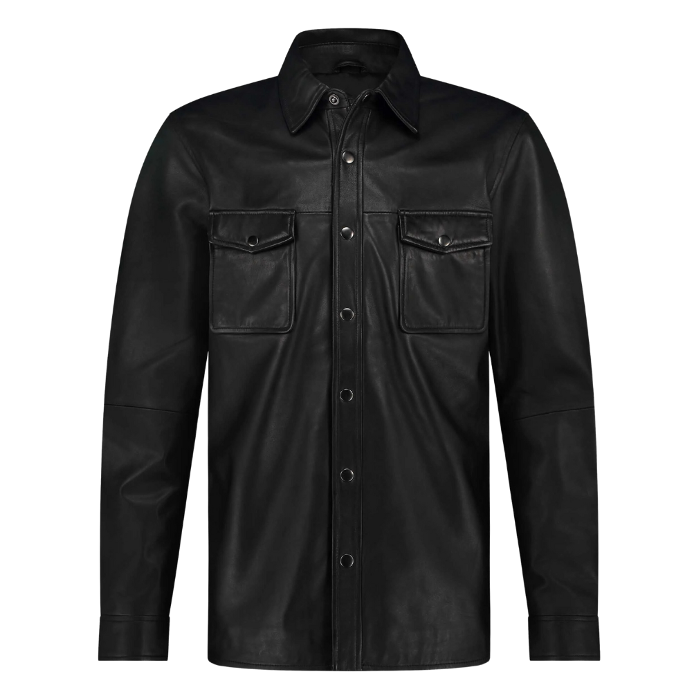 Krome Men's Button-Down Leather Shirt