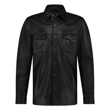 Krome Men's Button-Down Leather Shirt