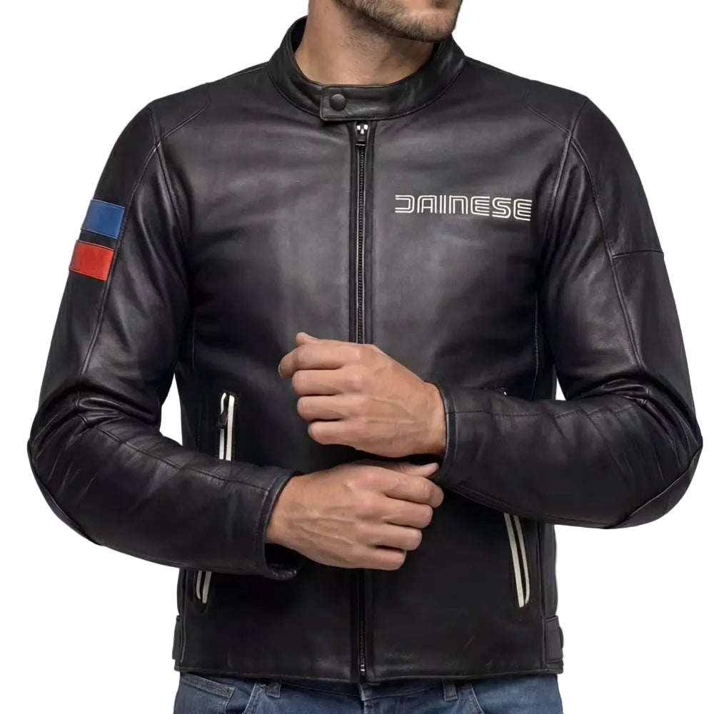 Men's Vintage Leather Motorcycle Jacket Leggenda Retro Style