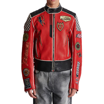 Lambskin Jacket Bal-Men Racing Patches-4