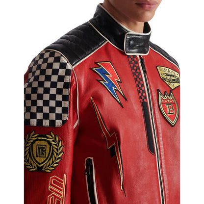 Lambskin Jacket Bal-Men Racing Patches-6