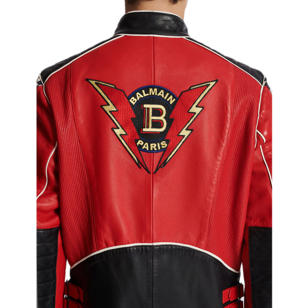 Lambskin Jacket Bal-Men Racing Patches-7