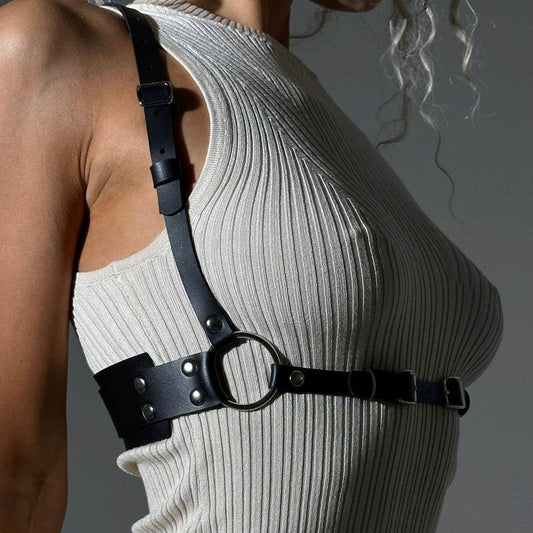 Leather chest harness for women