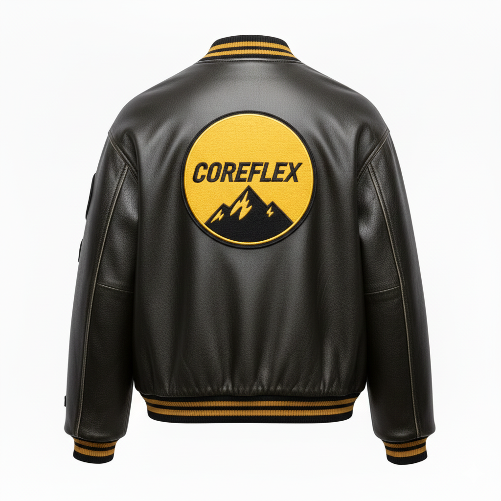 Logo Appliqué Leather Bomber Jacket