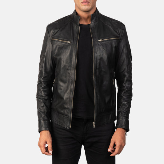 Mack Black Leather Biker Jacket